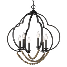 Golden 8320-6P BLK-EWB - Golden Lighting Flori 6-light Pendant in Matte Black